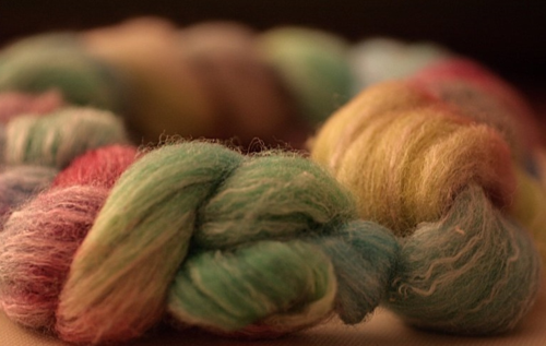 A bit of fiber dyed with kool aid