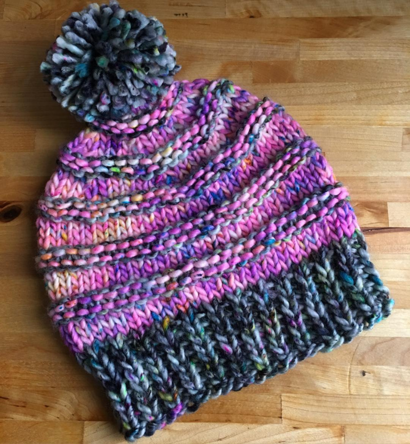 The Vermonter hat knit out of The Lemonade Shop super bulky yarn